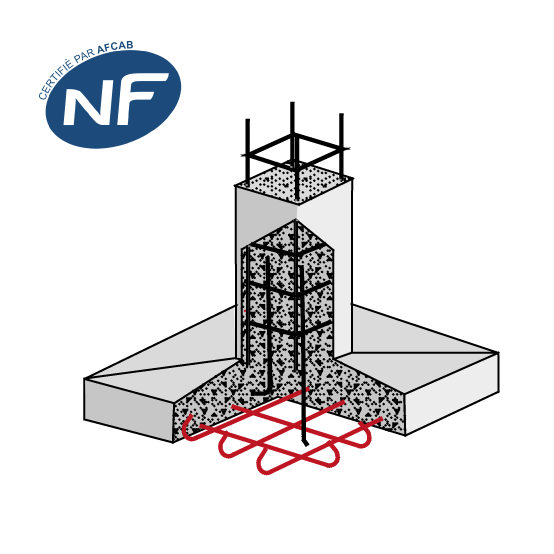 Semelle isolée fondation NF AFCAB ZS 1-2
