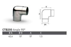 Angle droit 90° Ø42,4 inox 316