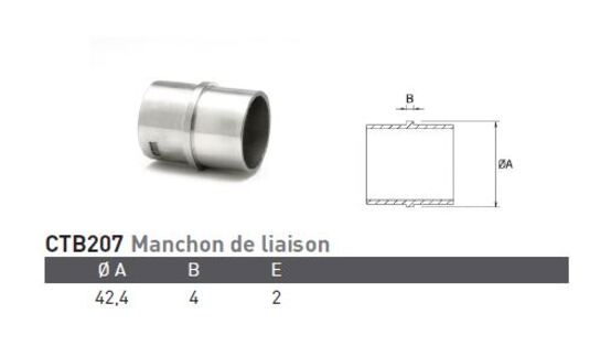 Manchon de liaison Ø42,4 inox 316