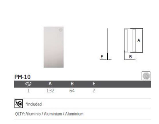 Fond de finition Aluminium 132 x 64mm