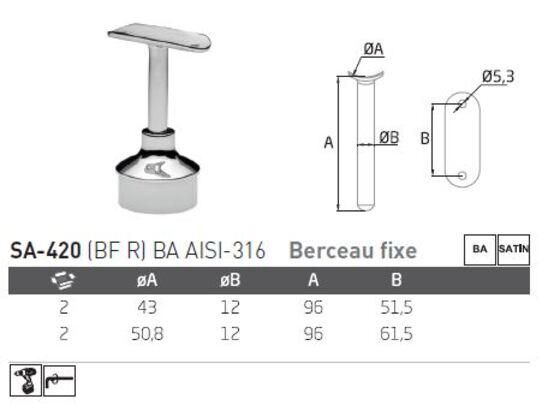 Berceau fixe reglable en hauteur