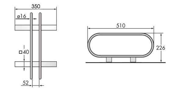 porte velos 1 place SANS PLATINE de fixation latérale  livré avec fixations vis et chevilles