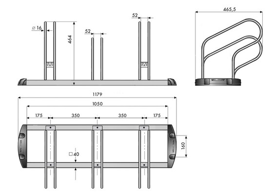 porte velos 3 places 2 Haut 1 Bas  livré avec fixations vis et chevilles