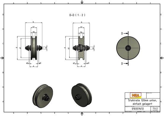 Galet double électro-zingué avec balancier et suspension vissée