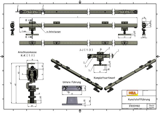 Kit de montage en acier pour portes et portails légers, électro-zingué